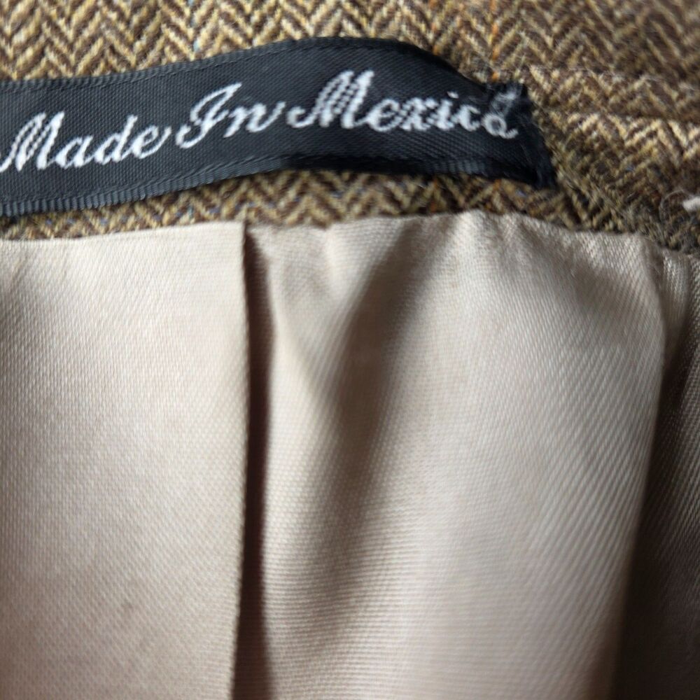 Vintage Lauren Ralph Lauren Blazer 100% Wool Herringbone Sport Coat Brown 46R - Picture 14 of 16